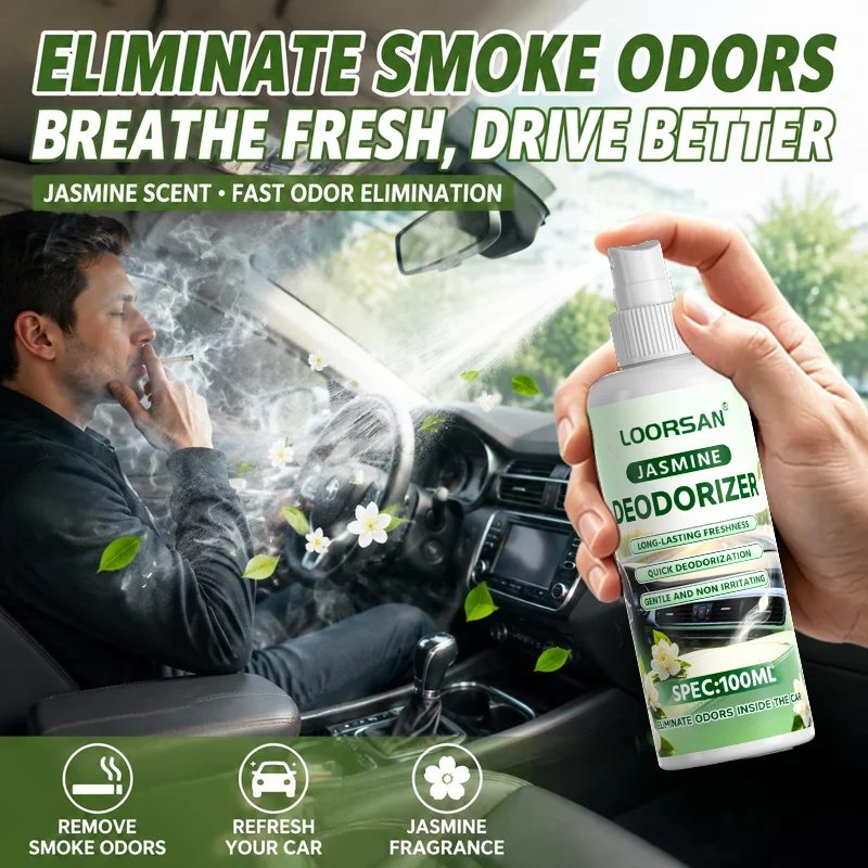 Car Air Freshener Spray 100ml Car Interior Odor Eliminator Air Vent Deodorizer Long Lasting Jasmine Scent Car Deodorant Spray