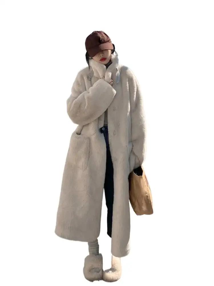 2025 ملابس نسائية متوسطة الطول فضفاضة للتخسيس معطف فرو صناعي شتاء جديد 1125 #1