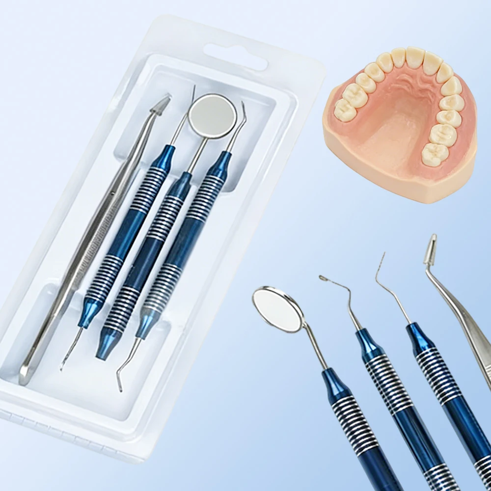 

Dental Oral Cleaning Kit with Scraper Mirror Scaler Stainless Steel Plaque Remover Autoclavable Care Tools