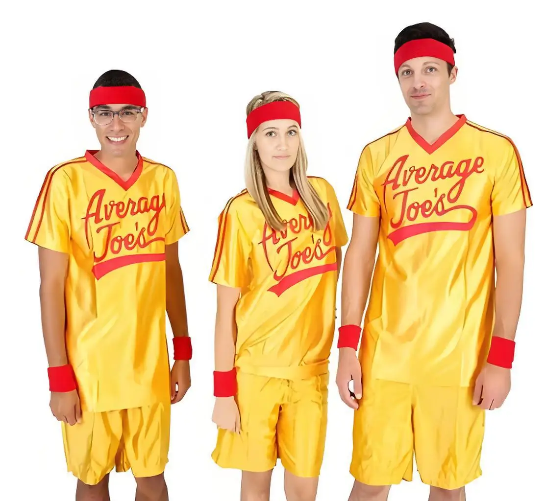 Crazy Dodgeball-Disfraz de Jersey amarillo para adulto, disfraz de Dodgeball promedio de Joe, disfraz de Cosplay de una historia True Underdog, traje de Halloween