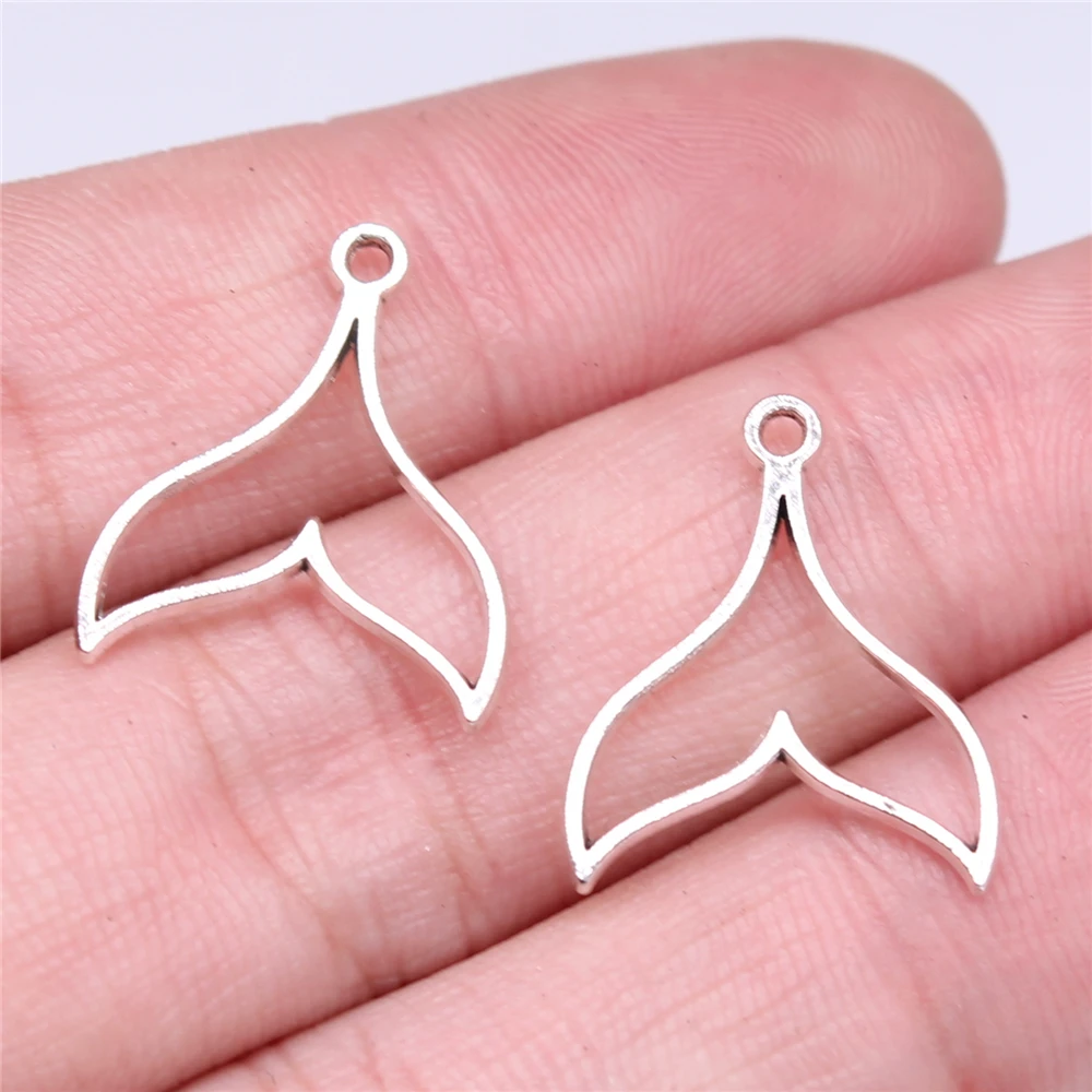 

400pcs 20x17mm Hollow Whale Tail Charms For DIY Jewelry Making Antique Silver Color Zinc Alloy Charms Jewelry Findings