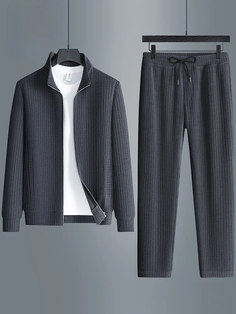 

Rn Men's Two-Piece Jaet Outerwear Spor Casual Stand Collar Spring Autumn Trendy Loose Fit Youthful Polyester Fiber