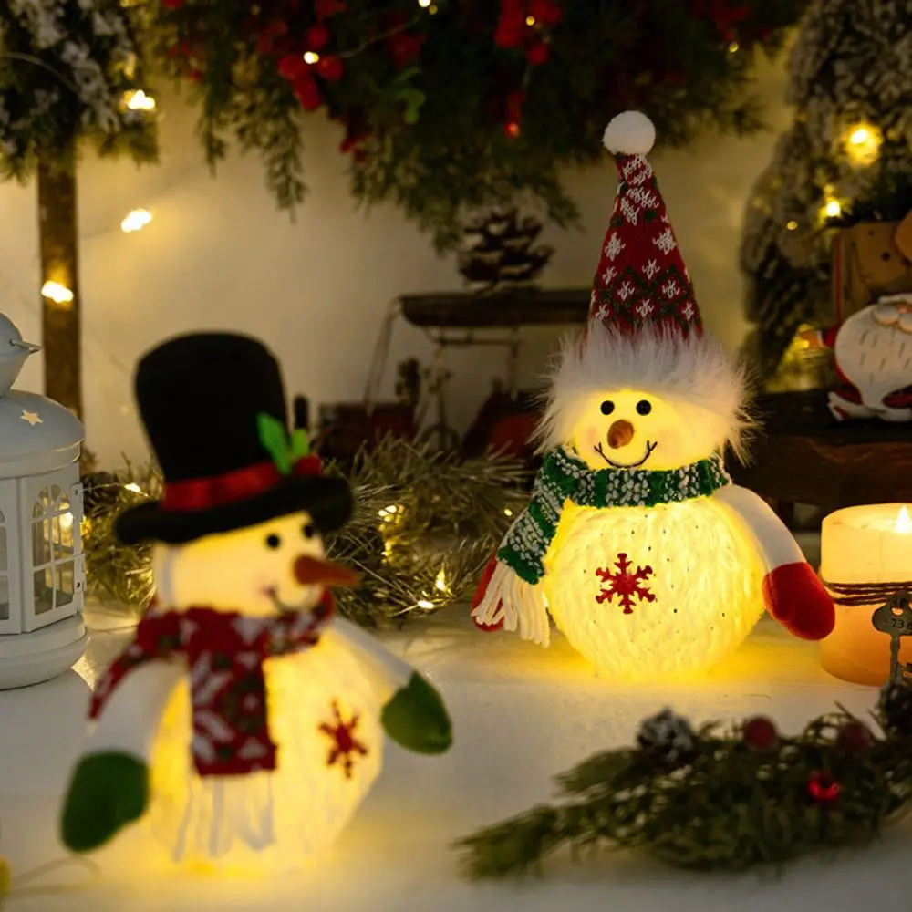 

Cartoon Glowing Snowman Figurine Exquisite Snowflake Luminous Snowman Ornament Kawaii Creative Christmas Snowman Doll Toys