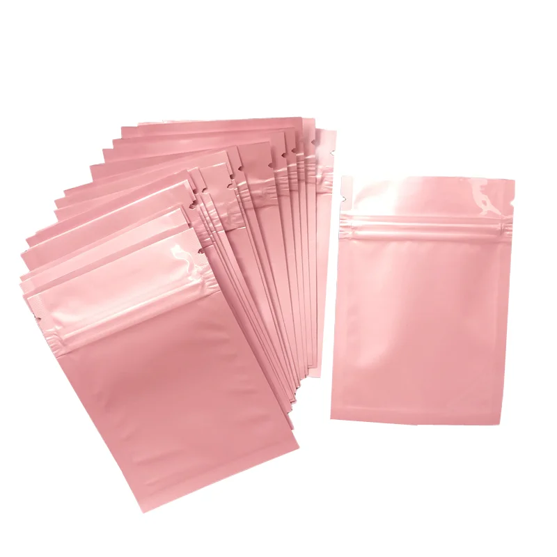 40 szt. Mini torby Ziplock z zamkiem błyskawicznym, aluminiowe torby nadające się do recyklingu, różowy zamek błyskawiczny, torba do przechowywania biżuterii, 7*10 cm kolory — zdjęcie 2