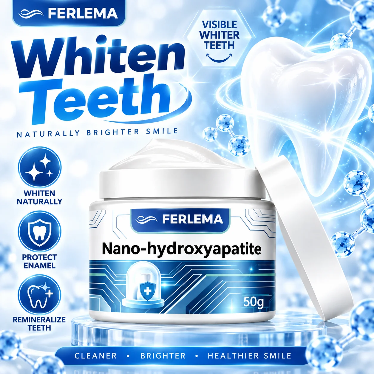 Nano Hydroxyapatite Tooth Powder Teeth Whitener Whitening Toothpaste Dental Care Enamel Repair Fresh Breath Mint
