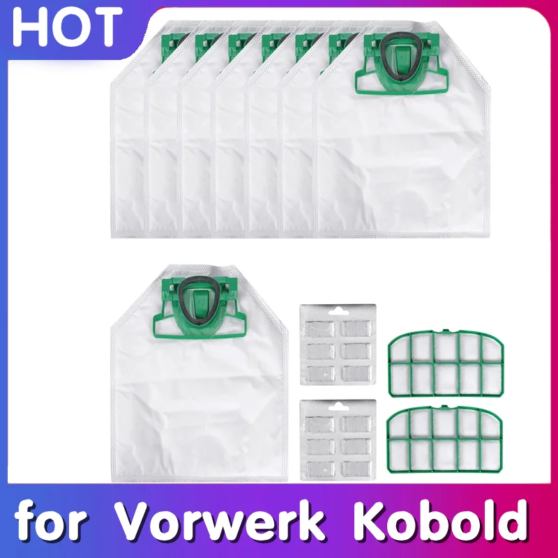 For VK200 FP200 Parts for Vorwerk Kobold Vacuum Cleaner Bag Replacement Filter 8 VK200 Bags+2 HEPA Filters+12 Fragrances