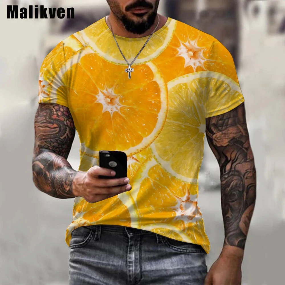 Fruit Green Lemon 3D Print T Shirt Summer Men Tangerine T-shirt Short Sleeve Digital Orange 3D Printed T-Shirts 6XL