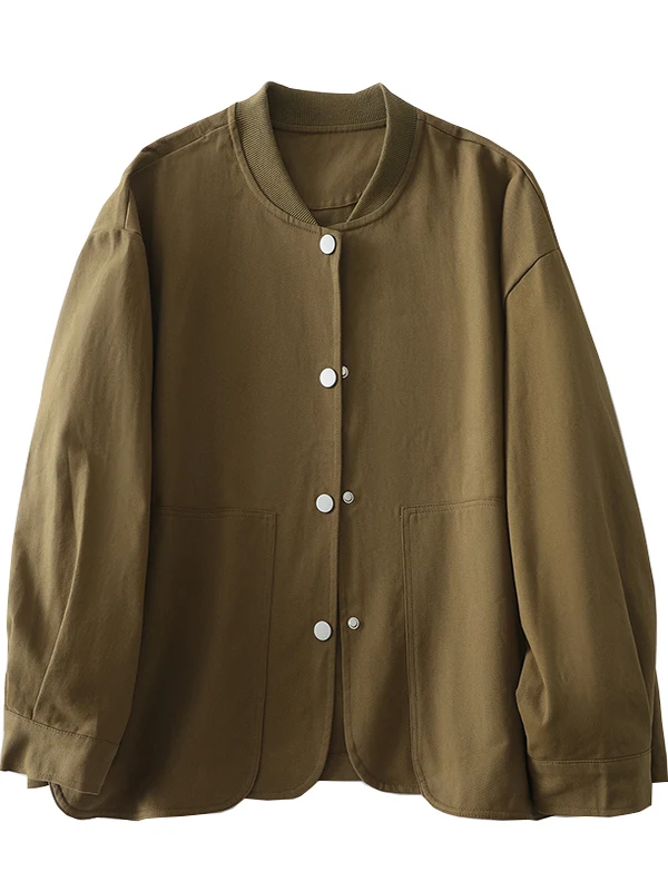 Künstlerische Baumwolle Arbeitskleidung Jaet Stehkragen Design Sensation Top Marke Damen Faion Herbst Winter Neuankömmling Loose Fit