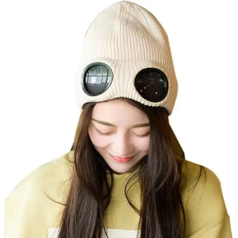Knitted Goggles Hat Windproof Warm Woolen Hats Elastic Soft Warm Anti-slip Ear Protection Unisex Bomber Hat For Men and Women