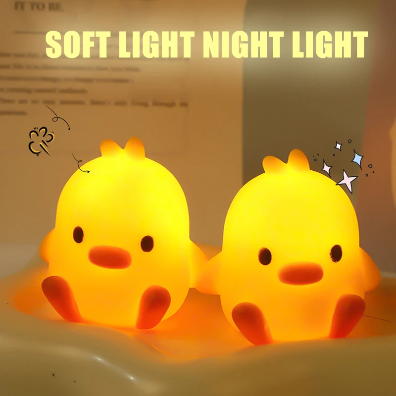 Creative LED Yellow Duck Desktop Desk Lamp with Soft Light and Atmosphere Bedroom Bedhead Night Light Mini Sleep Light