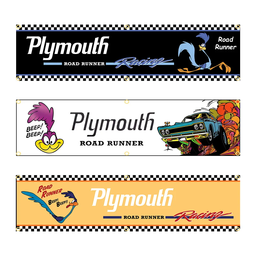 60X240cm  Straße Plymouth Runner Banner Flag Polyester Printed Garage or Outdoor Decoration Tapestry