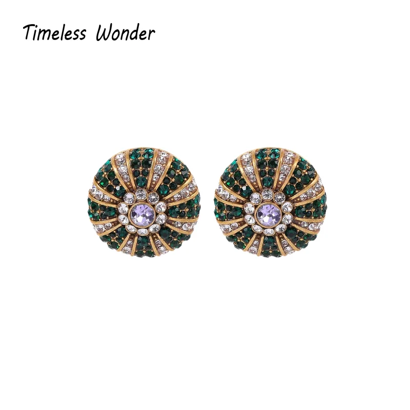 

Timeless Wonder Fancy Crystal Zircon Geo Button Earrings for Women Designer Jewelry Punk Sweet Gift Rare Top Classy 3346