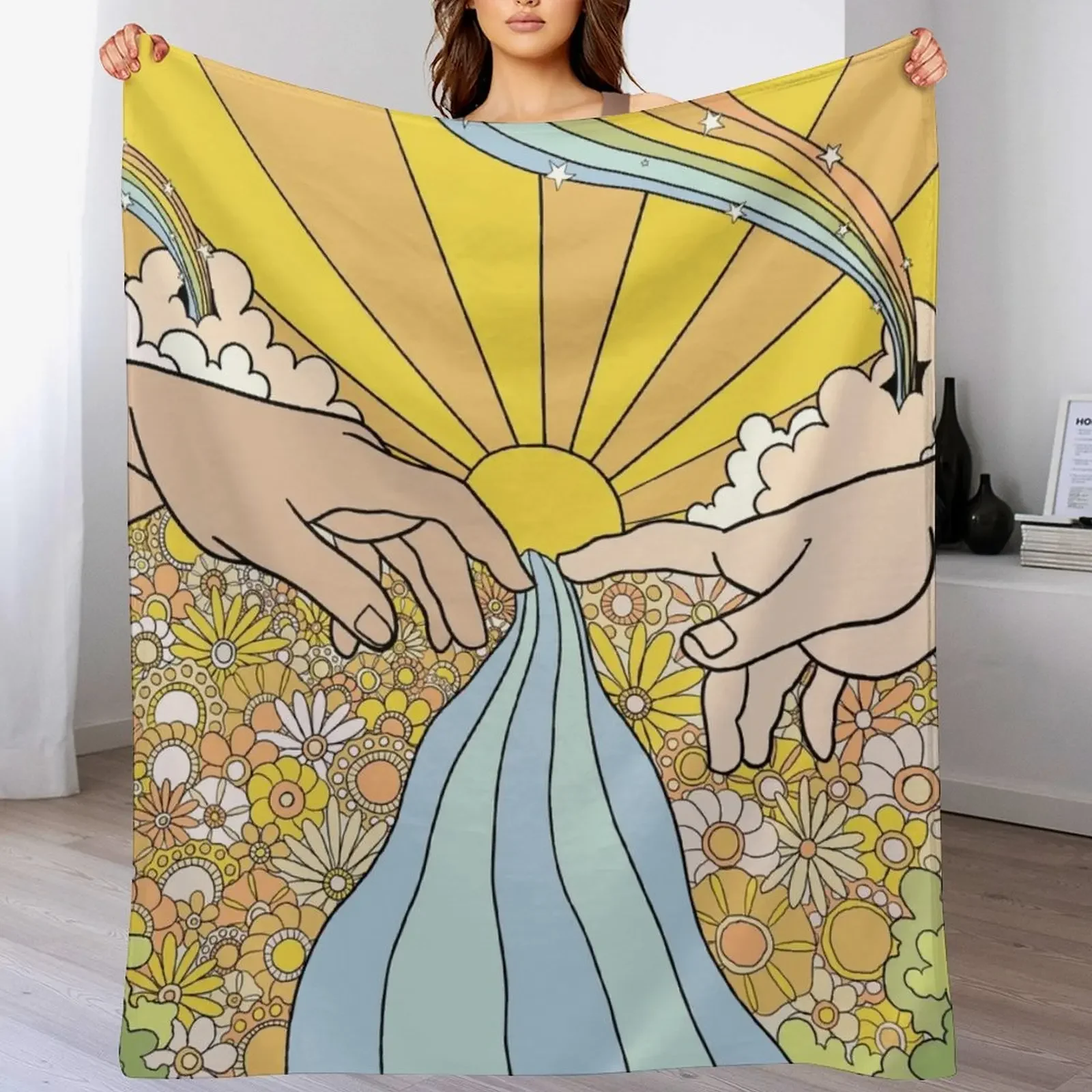 

New Groovy Creation of Adam Throw Blanket Hair Multi-Purpose for sofa Plush Blankets