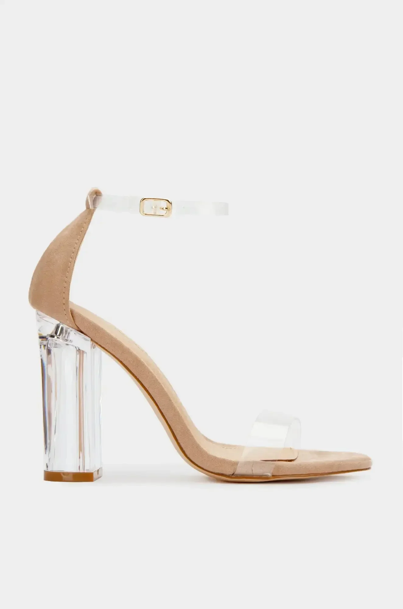 NOVEDAD DE VERANO 2025, sandalias transparentes con hebilla y palabra, tacón grueso con punta abierta, tacón de cristal, tacones altos con temperamento para mujer