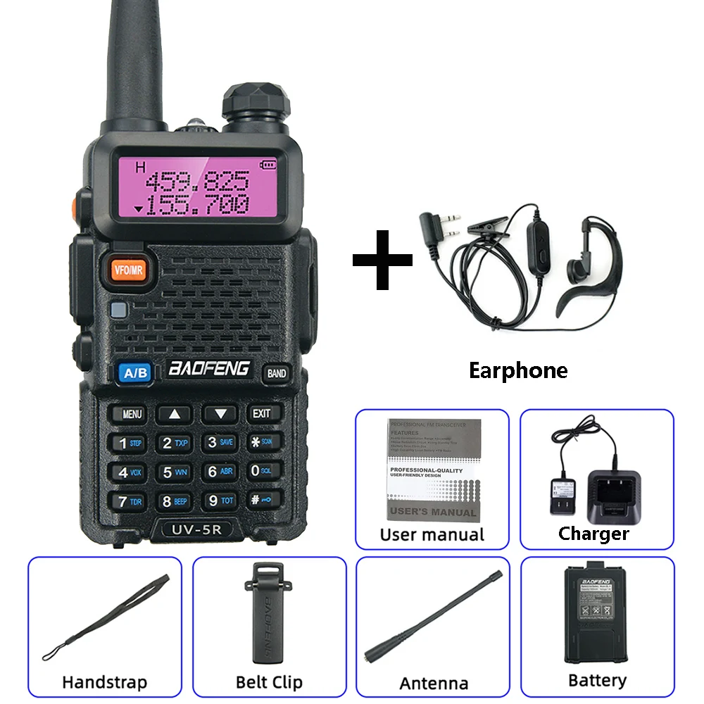 BaoFeng UV-5R Walkie Talkie 5W/8W Tweeweg Radio Commutator VHF/UHF 136-174MHz & 400-520MHz Station Ontvanger Ham Draadloze Set