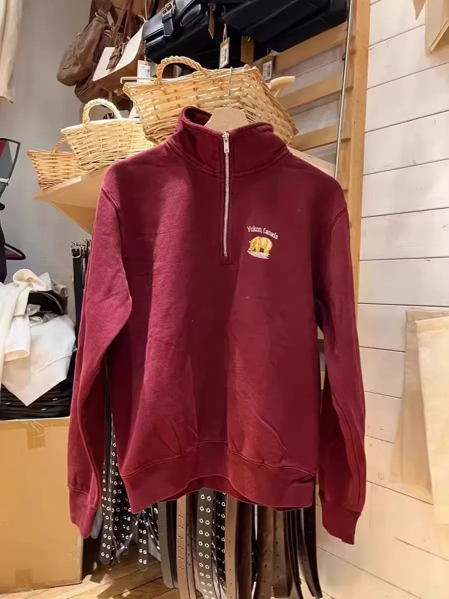 

Женская толстовка оверсайз с принтом медведя, на флисовой подкладке, осенне-зимняя, в американском ретро-стиле, на молнии, с капюшоном