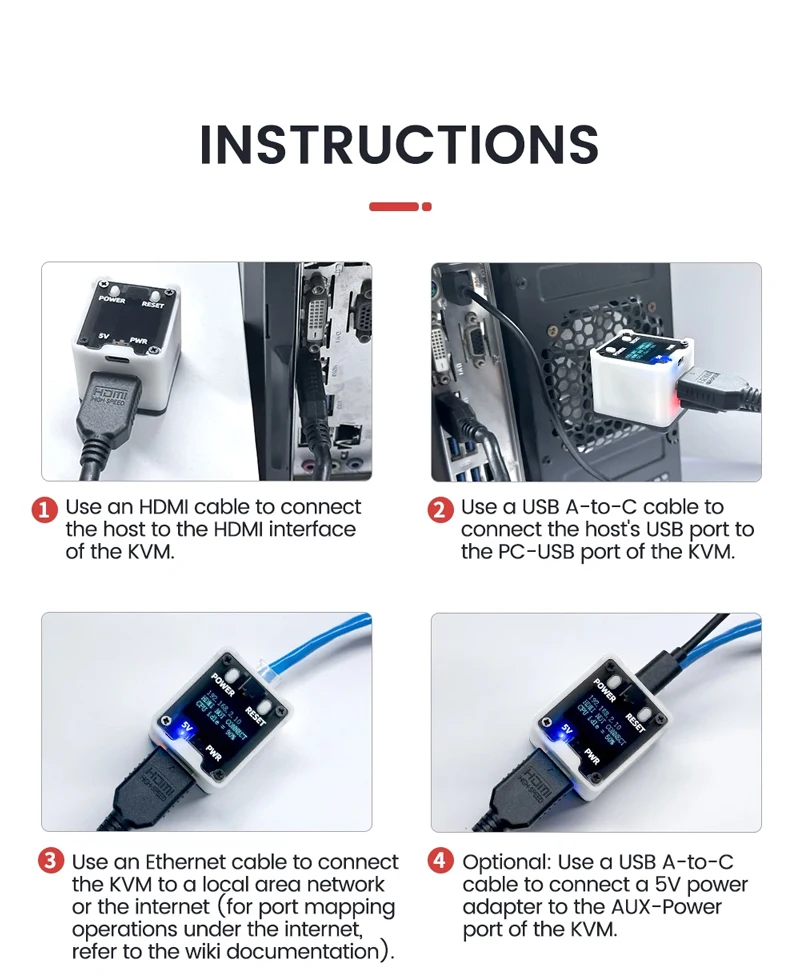 Sipeed NanoKVM PiKVM Mini servidor de operación y mantenimiento de Control remoto compatible con HDMI para Raspberry Pi