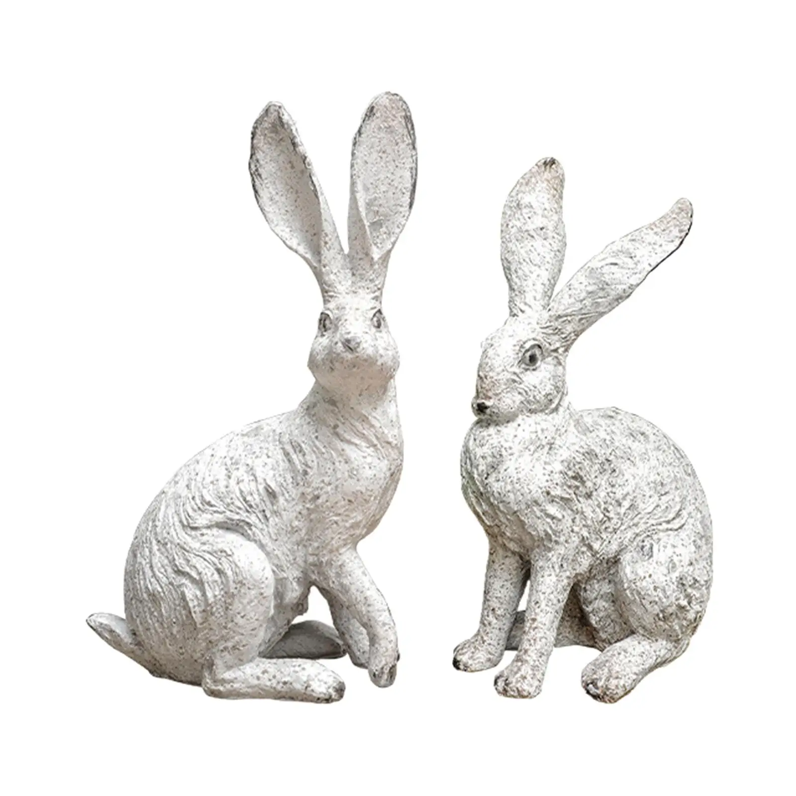 2Pcs Garden Statues Rabbit Statues Home Decor Rabbit Sculptures Resin Statues for Bedroom Indoors Courtyard Bookshelf Office