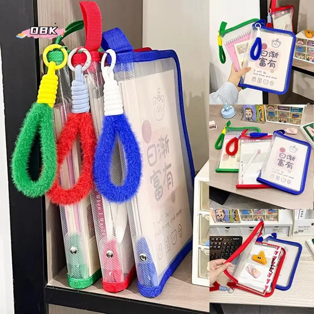 

Multifunctional Transparent Zipper Pouch Transparent Solid Color File Pocket PP Large Capacity Stationery Organizer Pouch