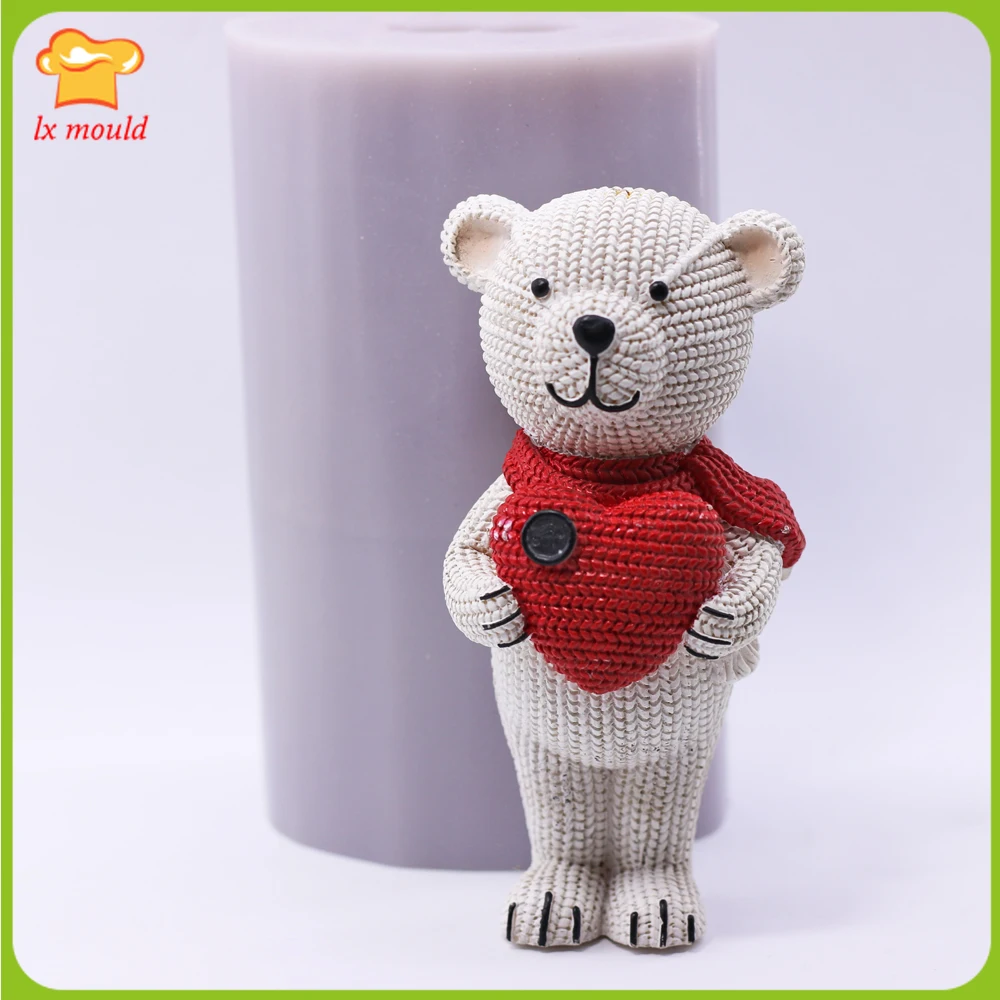 Love Bear 3D Silicone Mold Food Safe for Cake Decoration Soap & Candle Making Plaster Molds for Polymer Clay