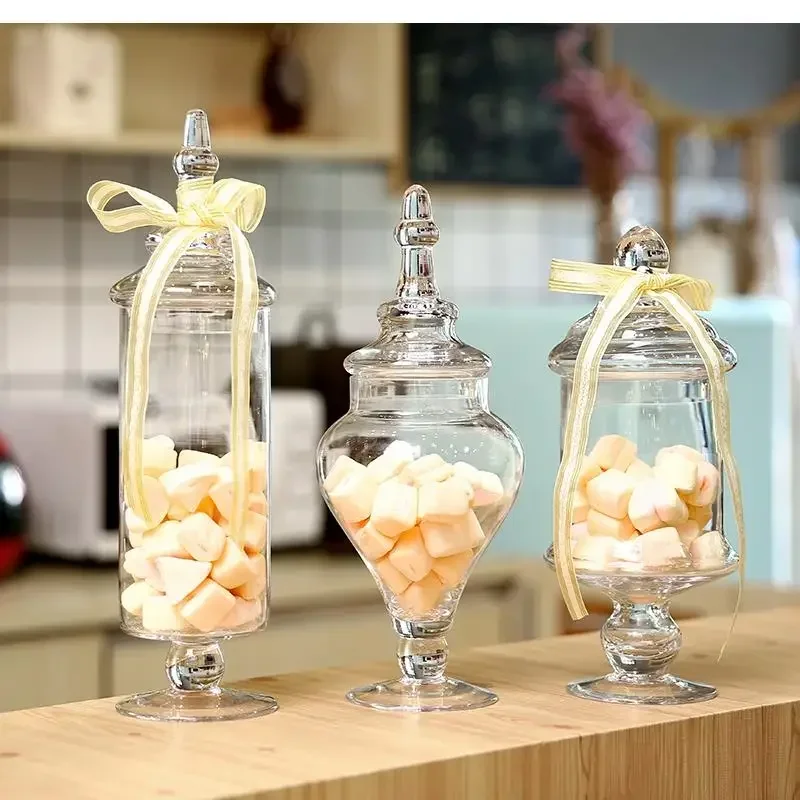 

European Style Glass Storage Jar Transparent Candy Jar Candy Bottle Decoration Small Bottle Birthday Wedding Home Decoration