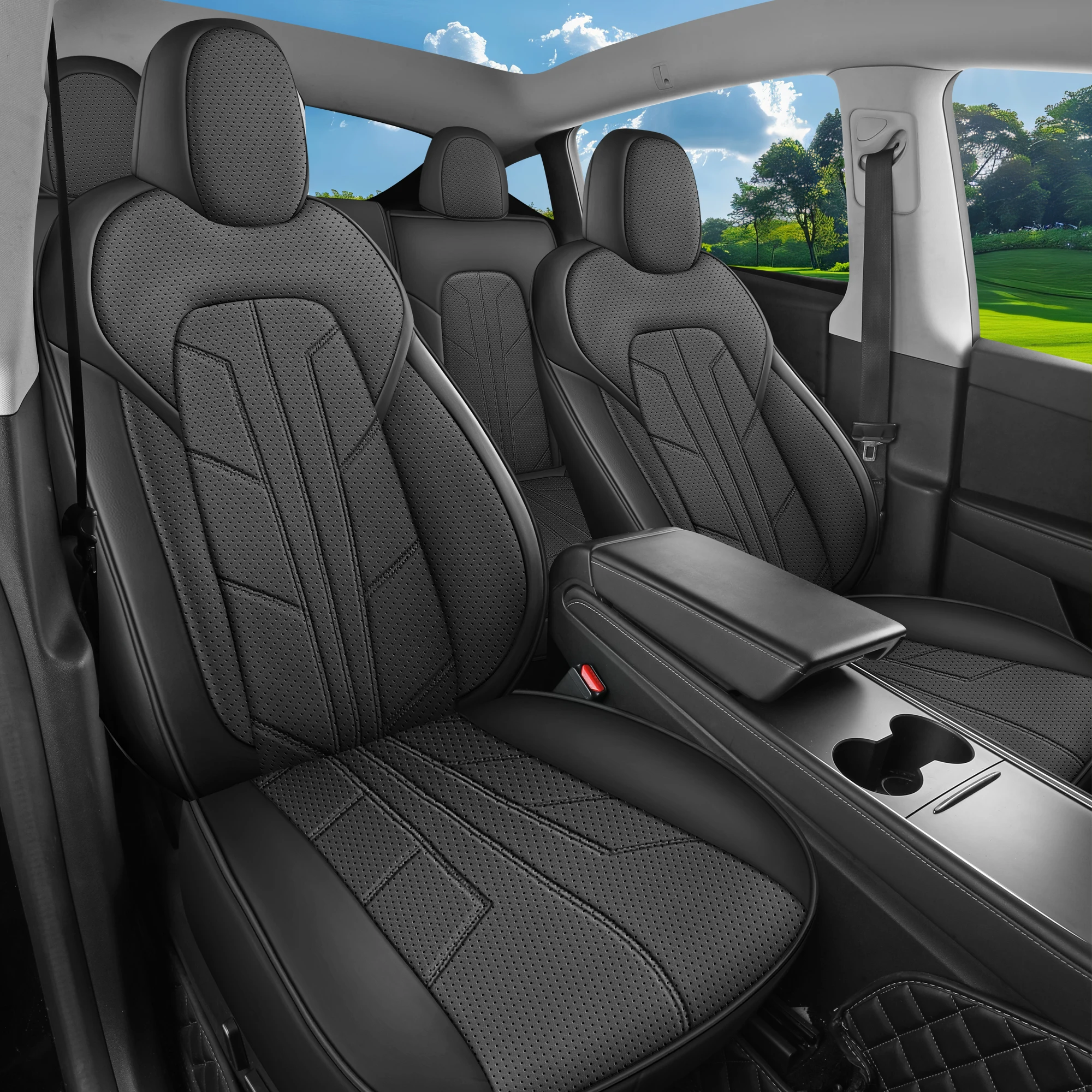 ApexGlow Passend für 23–24 Tesla Model 3/ 22–24 Model Y 5-Sitzer-Sitz, atmungsaktiv,