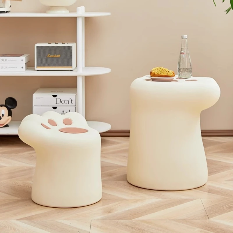 Cat Paw Coffee Table Creative Small Side Table Set Cartoon Bedroom Bedside Table Cute Children's Room Decoration Furniture