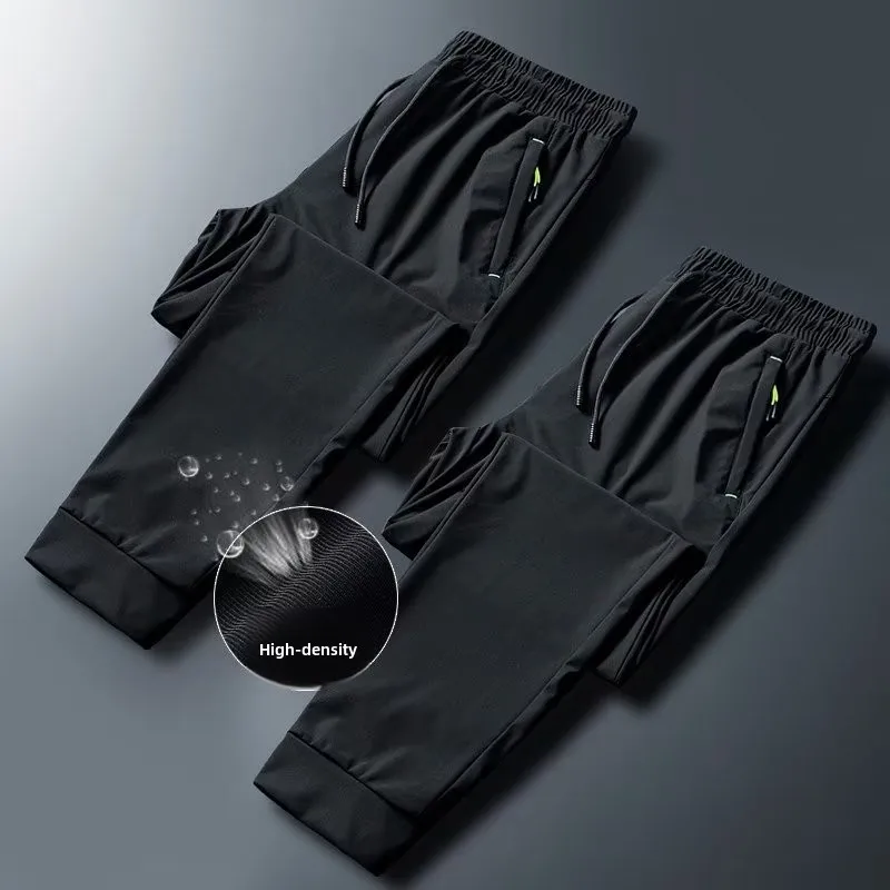 Ice Silk Summer Casual Pants Women's Quick Dry Mesh Cuffed Straight Leg Sports Long Trousers Loose Versatile Comfortable