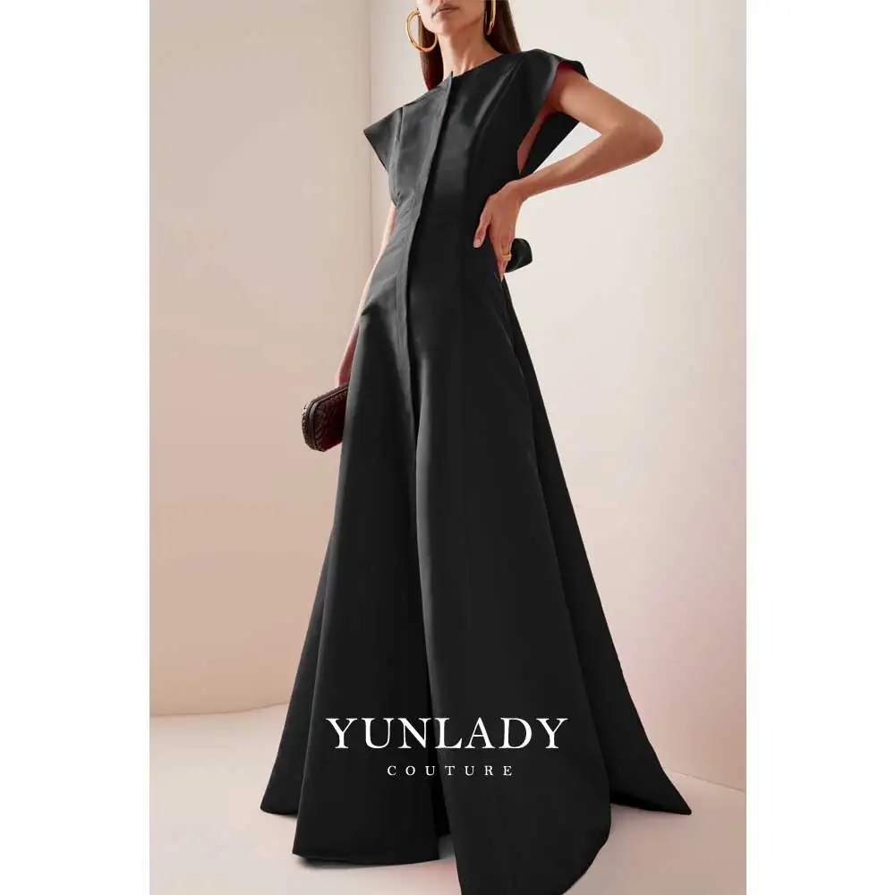 YUNLAN Luxury Black Sleeveless Long Skirt Flower Belt Suitable For Ladies Engaged Late Dresses 2024 Luxury Muslim Ball Gown