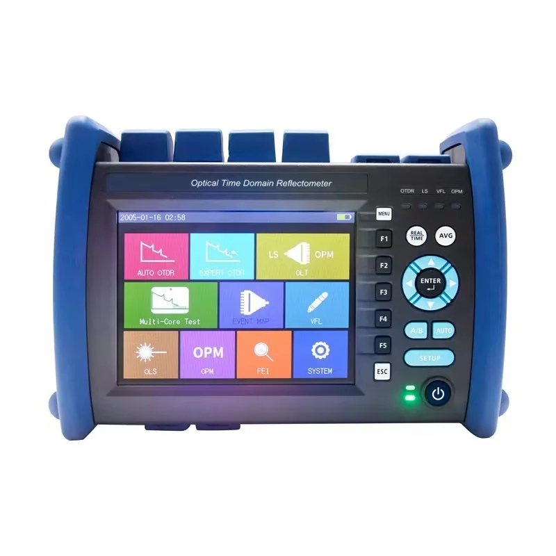 

OTDR Optical Time Domain Reflectometer Fibre Optic Cable Break Tester Length Fault Detection 1310/1550nm 32 5.6" Touch Screen