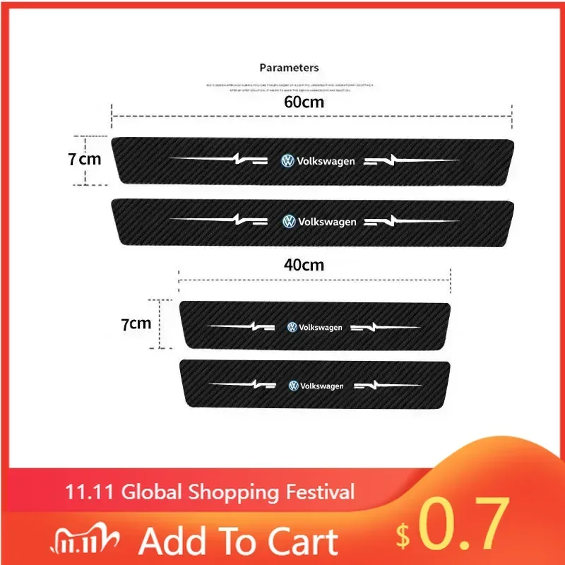 

For VW New Car Threshold Stickers Anti Scratch Door Sill Protector Plate for Volkswagen CC Passat Jetta Beetle Tiguan Touran S