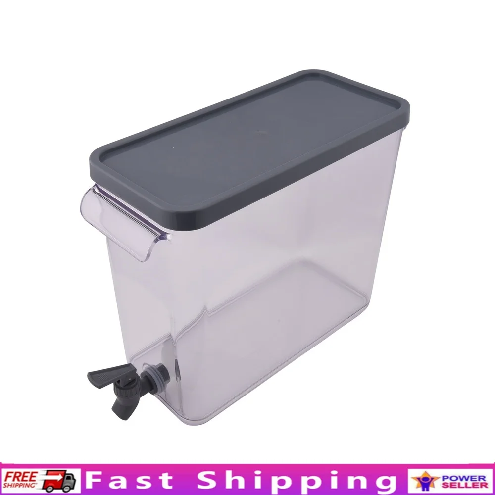 

2 Gallon Acrylic Slim Fridge Dispenser Transparent Gray Durable Drink Container Ideal Indoor Outdoor Entertaining Dishwasher