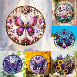 Butterfly Suncatcher, Stained Window Hanging, Acrylic Translucent Garland Ornament Sign,Decor for Windows,Yard,Home, Farm,garden
