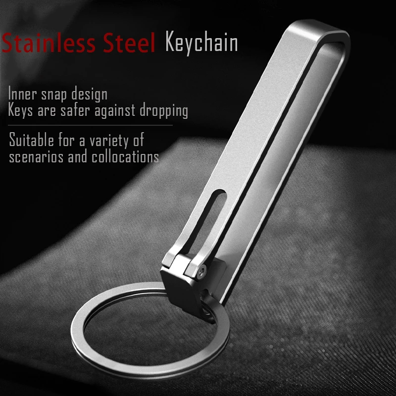 Stainless Steel Men Car Keychain-Anti-Loss Belt Clip With Secure Lock, Durable Outdoor Key Holder For Universal Belt/Pants Fit