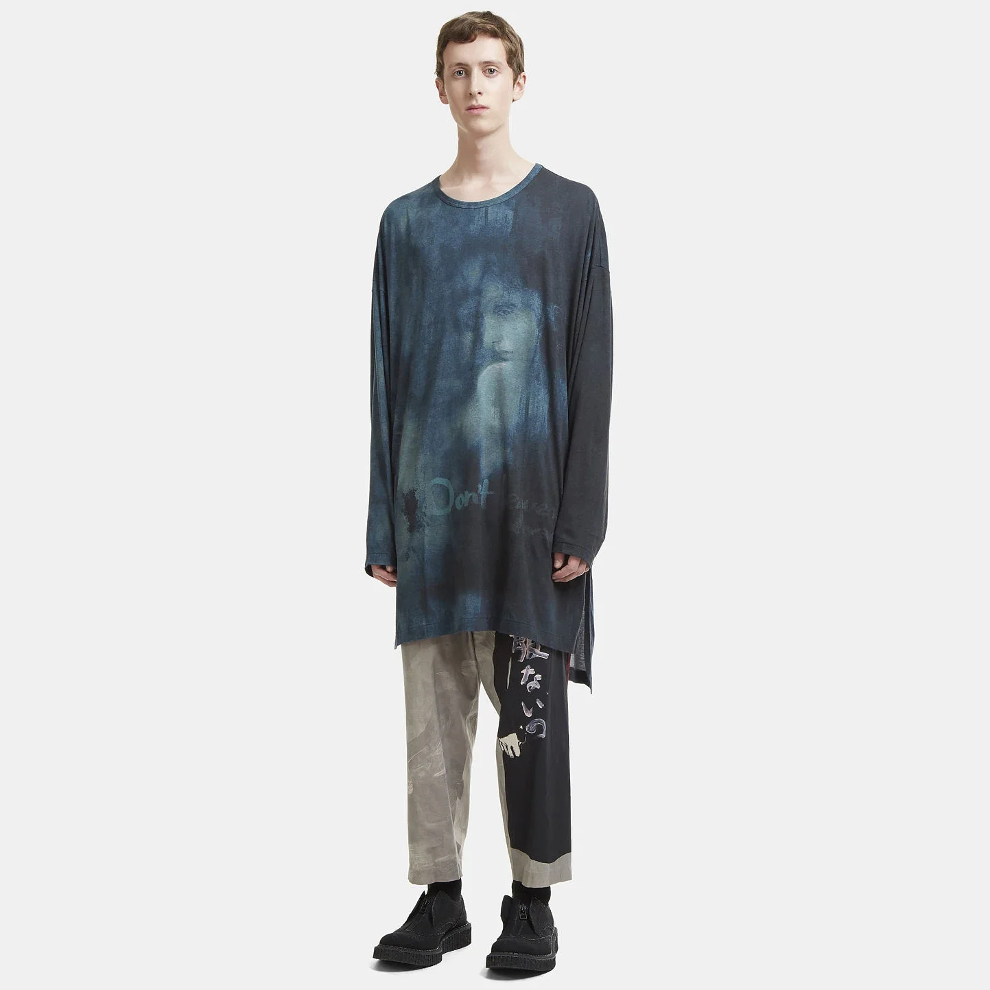 YOJI OOAK PRIMT طويل تي شيرت Uchida Bird رفض أن أكل مطبوعة ايوسل قلنسوة من القطن الفن مرسومة باليد #2