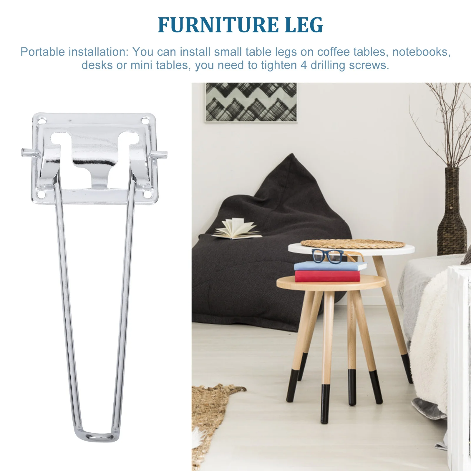 

4Pcs Folding Iron Table Legs Metal Wear Resistant Durable Home Desk Replacement Legs for Sofa Computer Bed Table Leg