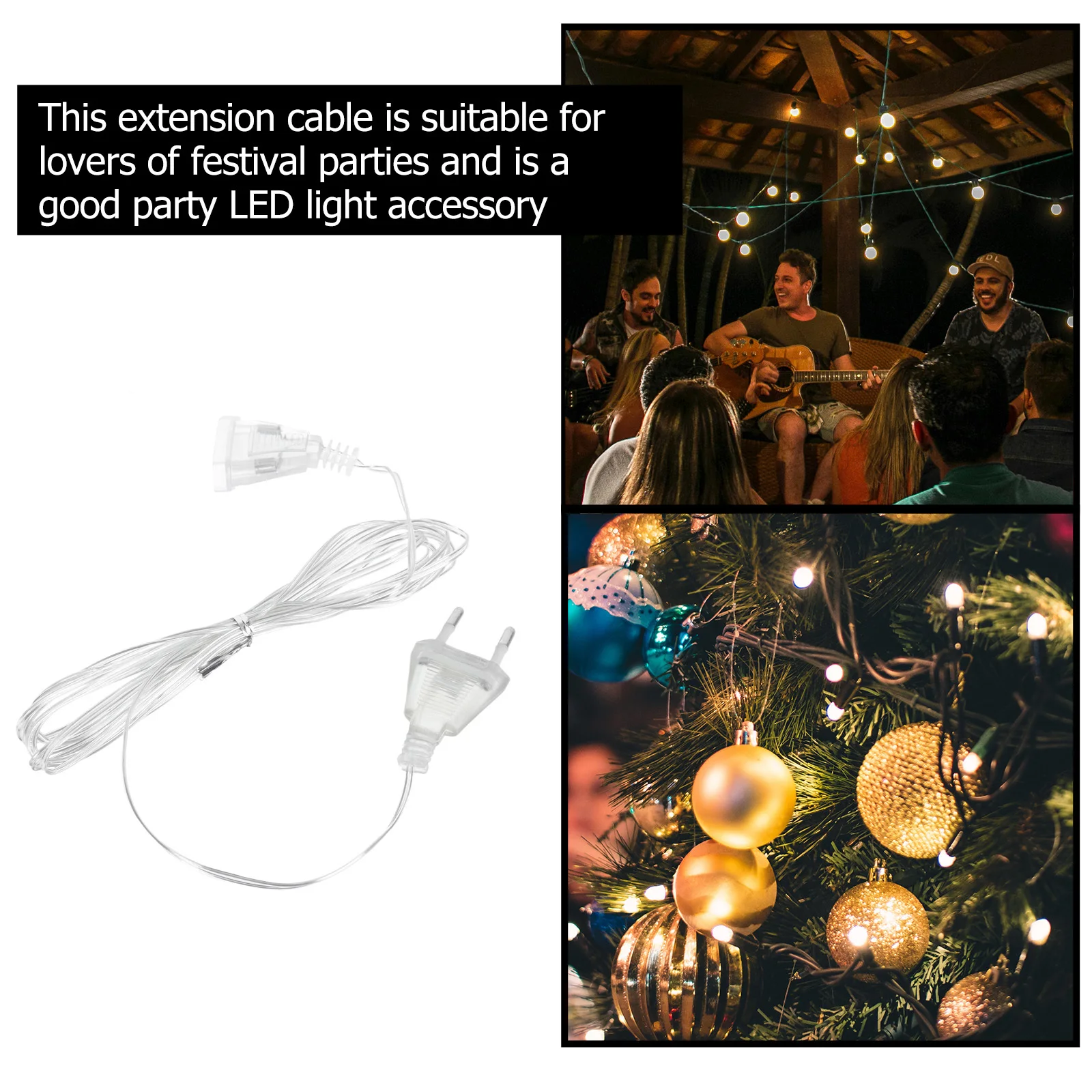 

2Pcs Durable Curtain Light Wire Extension Cord Good Substitute for Old Adapter Lighting Cable Party Props Plug Cord