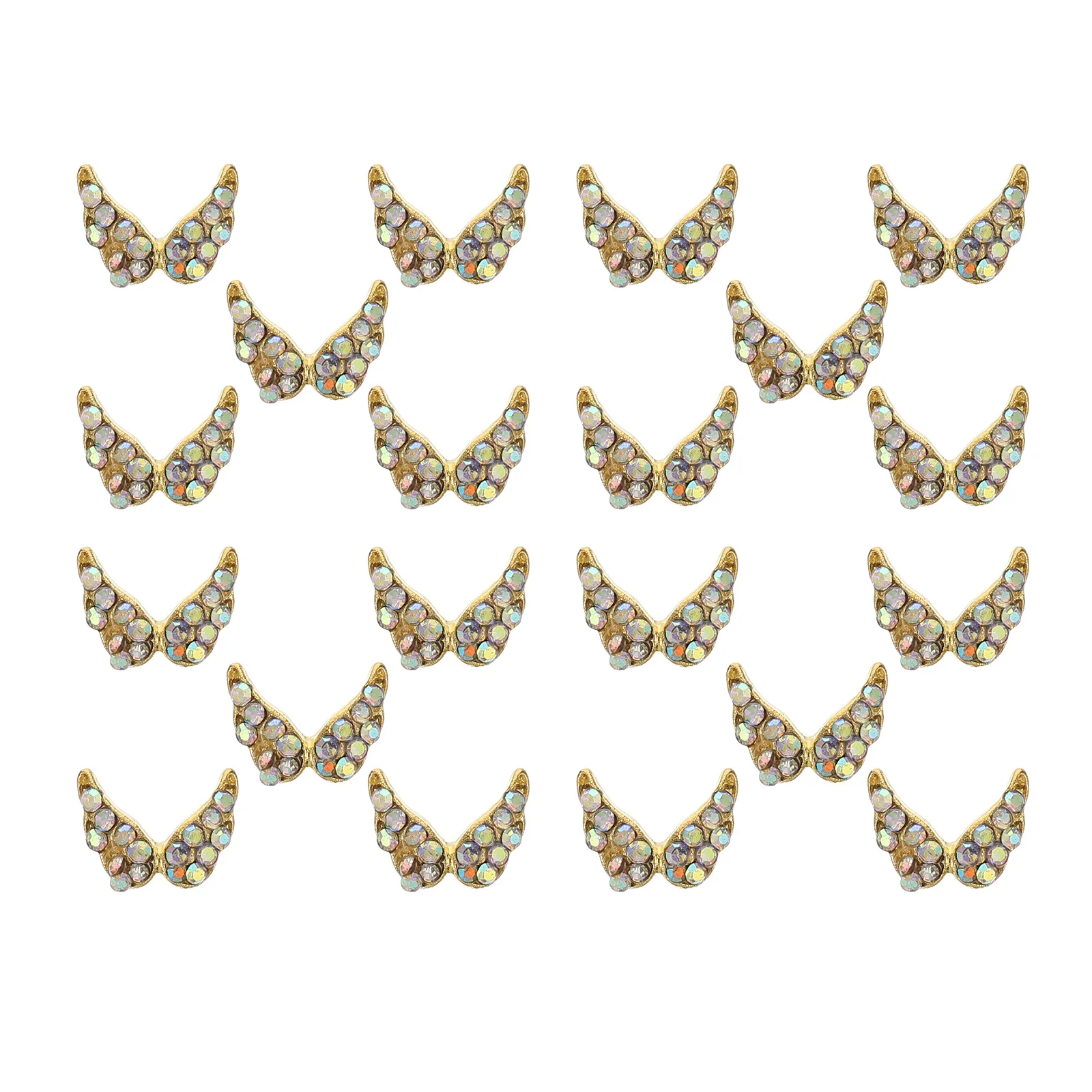 20Pcs Shiny Wing Nail Stickers 3D Decals for Creative Nail Designs Beauty Salon Accessories Wing Rhinestone Manicure Charm
