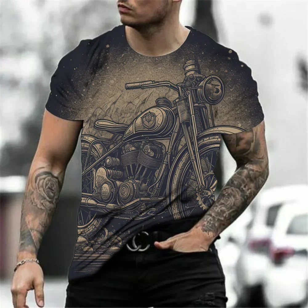 T-Shirt moto uomo stampa 3D manica corta Vintage classici TShirt per uomo Street Ride Biker camicie top t-Shirt