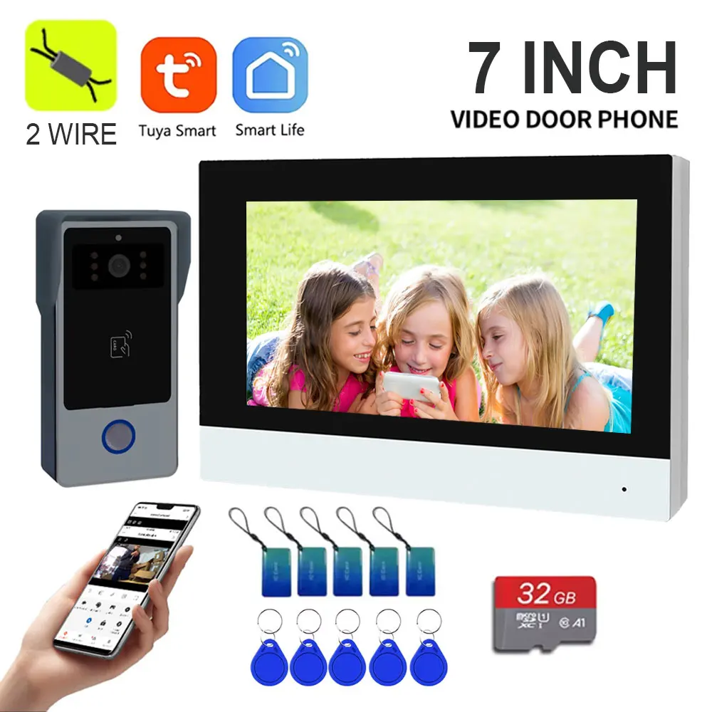 Nouveau système d'interphone vidéo Wifi intelligent à 2 fils Tuya, avec application, déverrouillage 