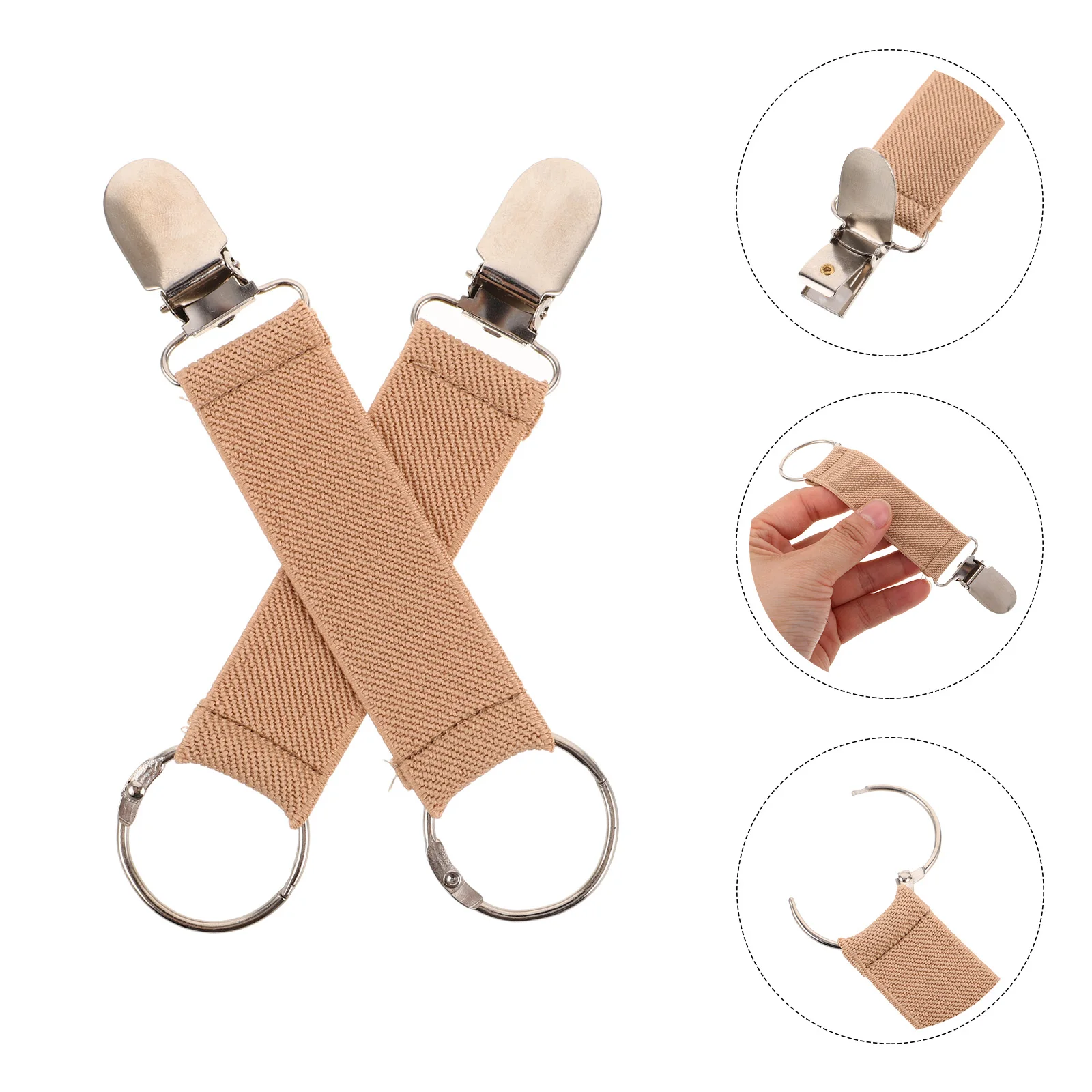 2pcs Travel Hat Clip Work Bag Clips Outdoor Zinc Alloy Glove Holder Vest Cotton Elastic Adjustable Lightweight Durable Polyester