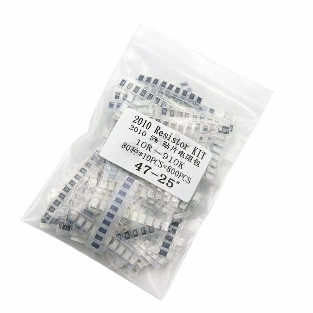 

Набор SMD-резисторов 2010, 800 шт., 80 номиналов, допуск 5%, комплект микросхемных резисторов
