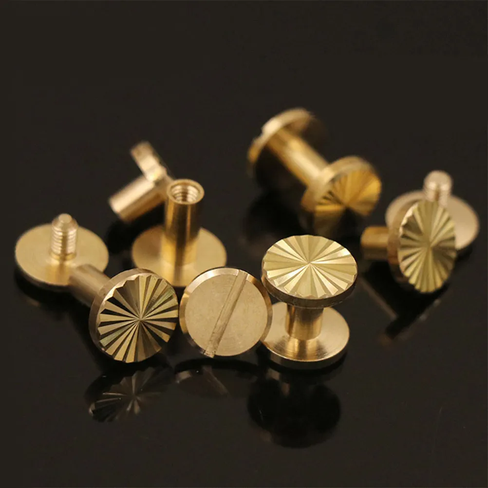 10Pcs Professional Sunflower Screw Brass Rivet for Leatherworking Bookbinding Luggage Repair Belt Harness DIY Craft 10x4x4mm