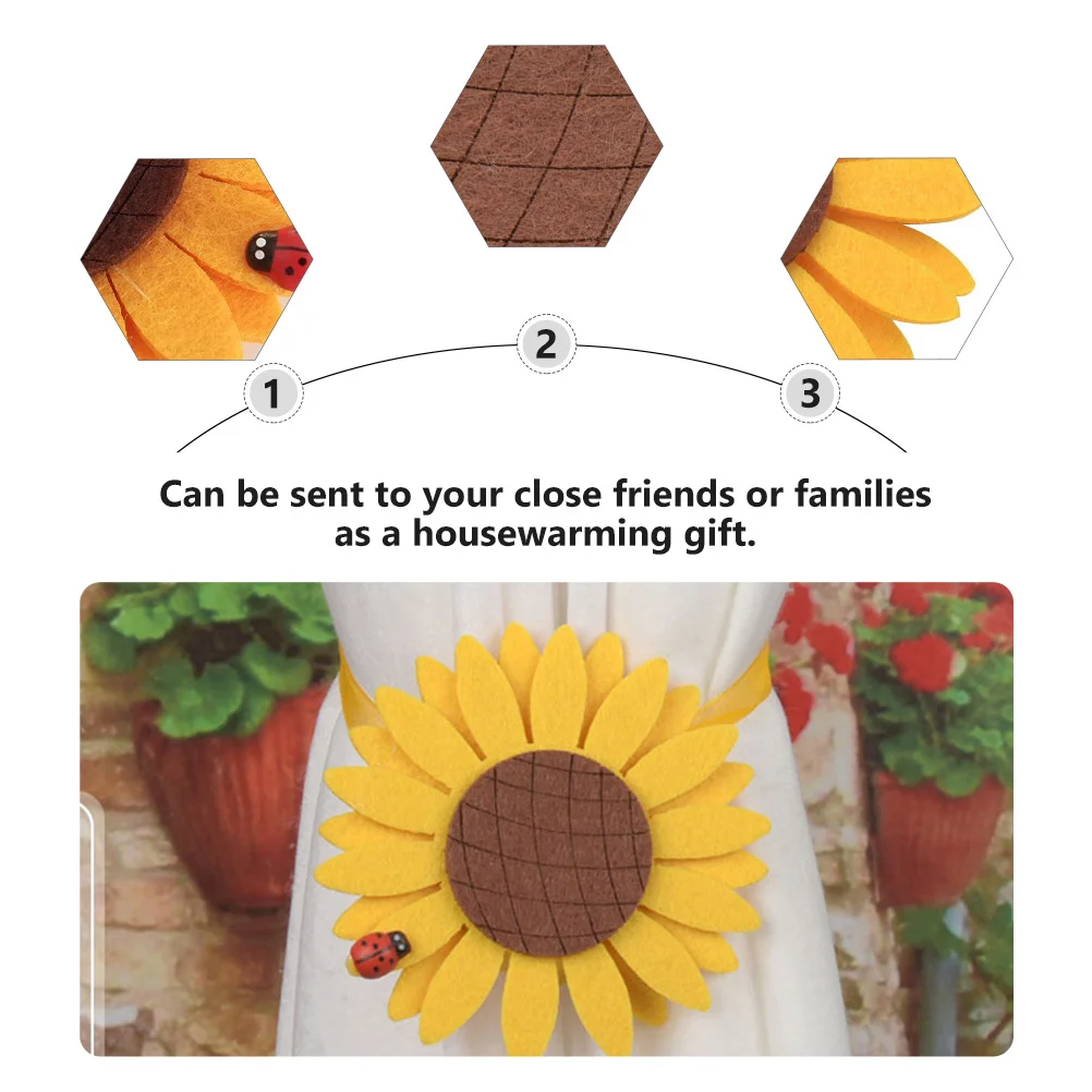 

4pcs Curtain Binding Buckle Sunflower Tie Backs Home Decor Accessory For Living Room Bedroom Window Decoration Clamp
