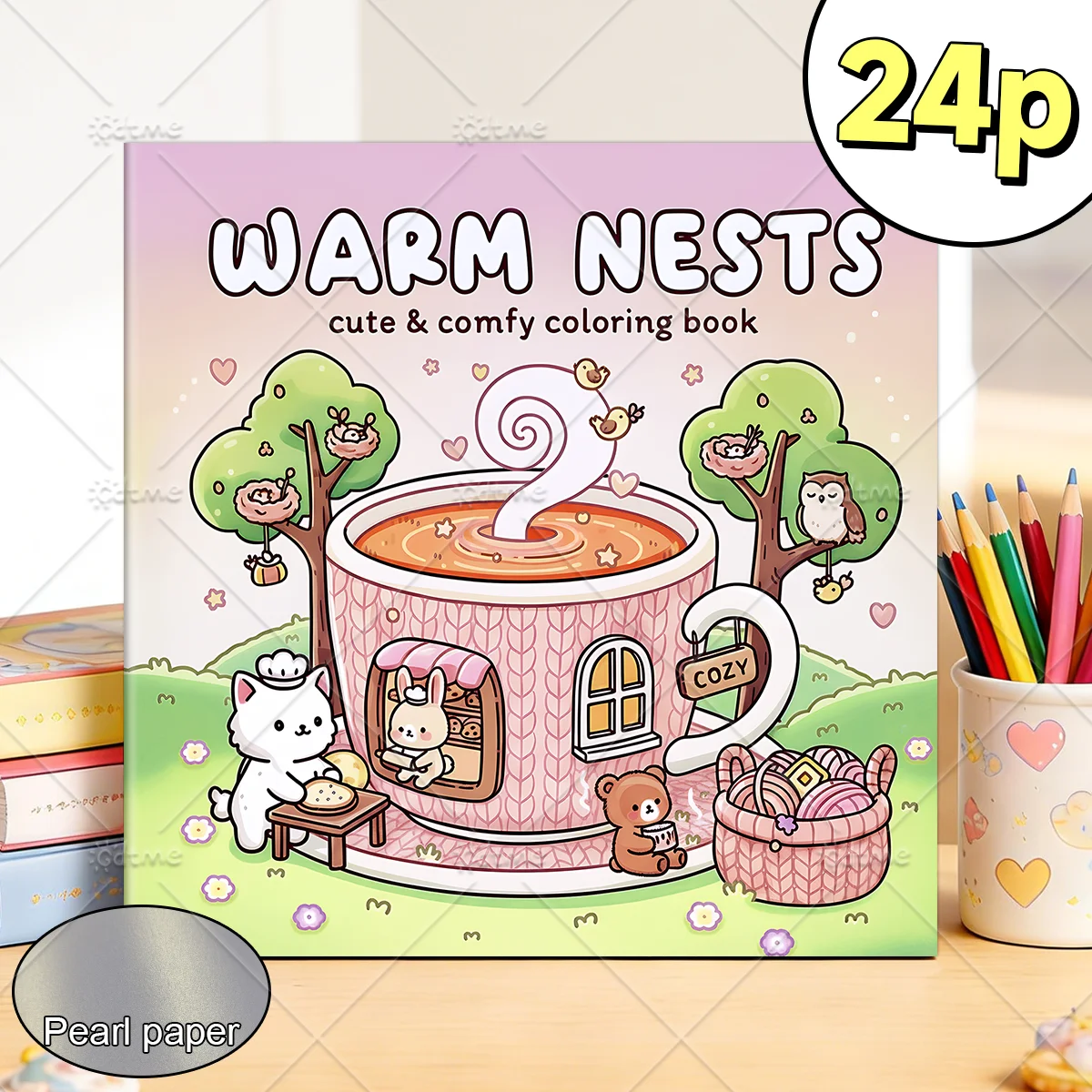 WARM NESTS Malbuch mit einfachen Mustern für Erwachsene, niedliches Zeichenbuch, perfektes Geschenk für Party und Geburtstag ﻿ – Detail 1