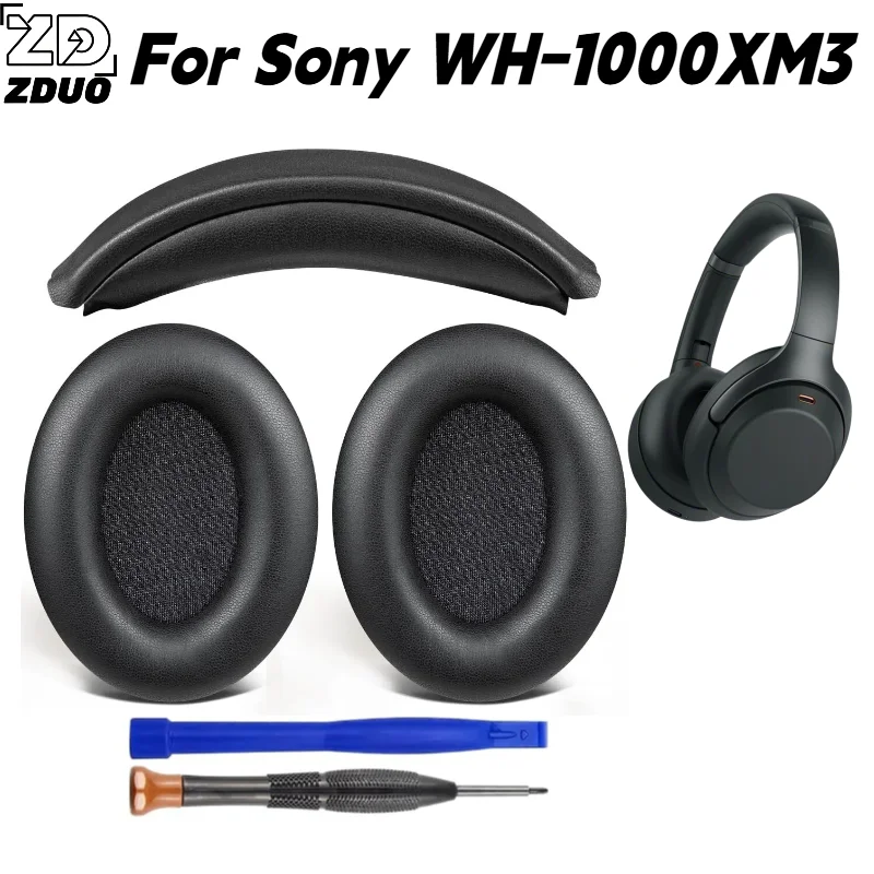 For Sony WH‑1000XM3 Headset, Snap‑On Install Headbeam Cushion & Protein Skin Memory Sponge Ear Cushions, Practical Replacement - view 2
