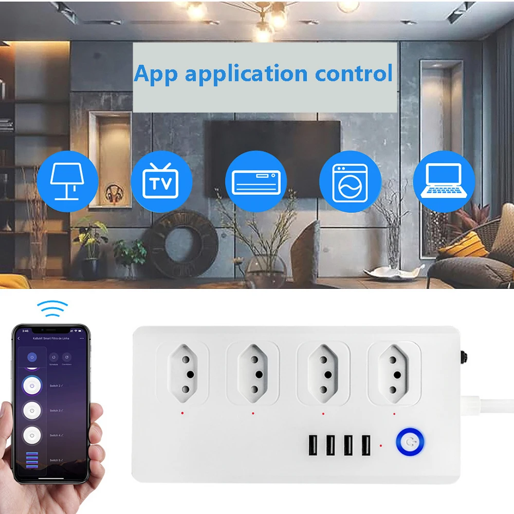 Imagem -06 - Smart Power Strip com Soquete ac e Portas Usb Controle de Voz Funciona com o Google Assistente Alexa Reino Unido Eua au Zigbee Tuya Timing