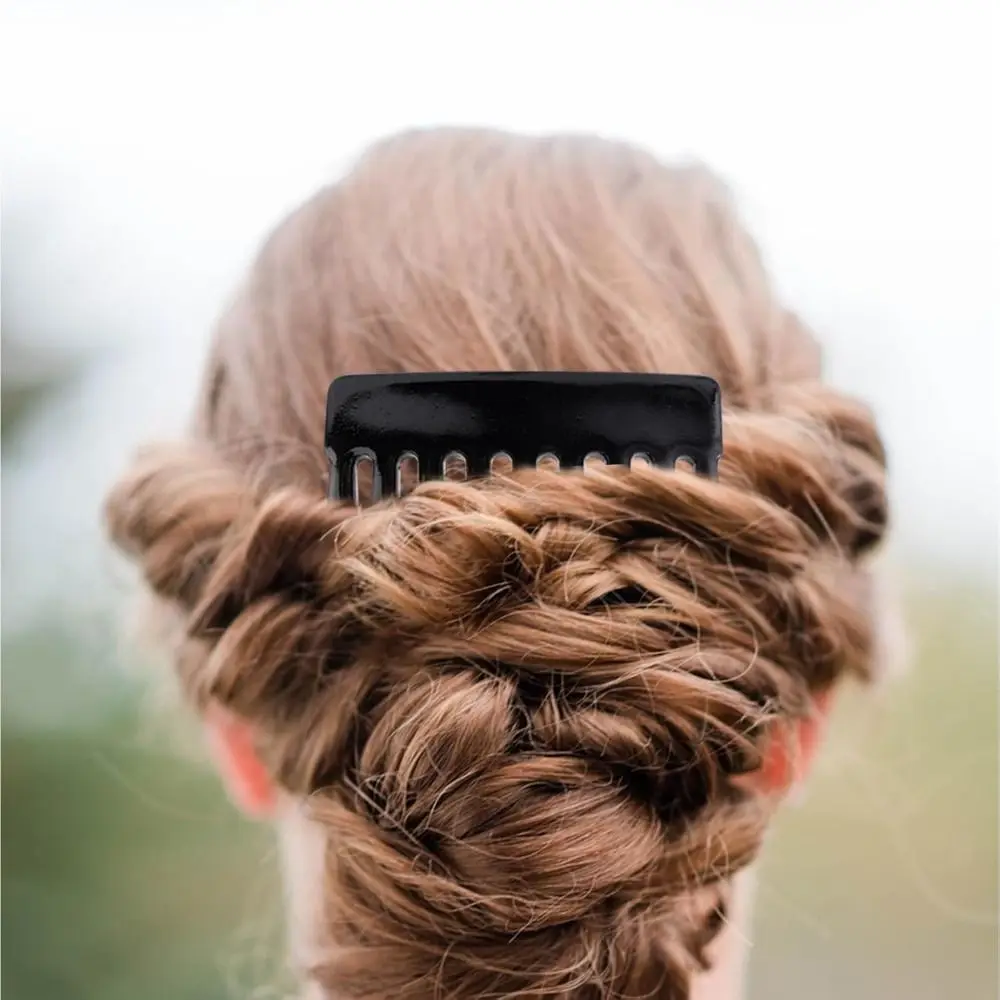 แฟชั่นสีดําภาษาฝรั่งเศสคําหวีด้านข้างขนาดเล็กภาษาฝรั่งเศสคําสไลด์หวีผมตกแต่ง Bun ถือคลิปสําหรับหญิงและสตรี