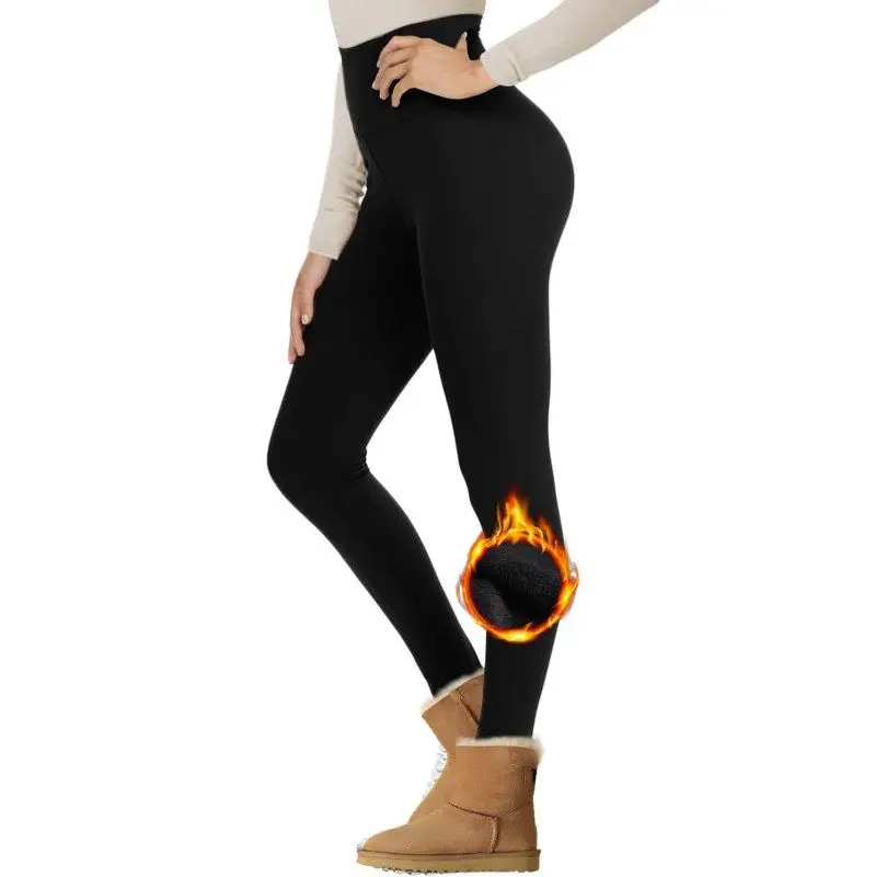 Winter High-Waist Fleece Lined Slim Fit Yoga Pants Women's Sport Trousers Warm Casual Milk Silk Pure Color Bottoms — купить у AliExpress WW