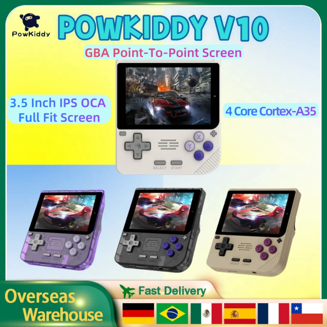 POWKIDDY V10 Portable Retro Handheld Game Console 3.5-Inch IPS HD Screen RK3326 Open Source System Pocket Game Player Boy Gifts